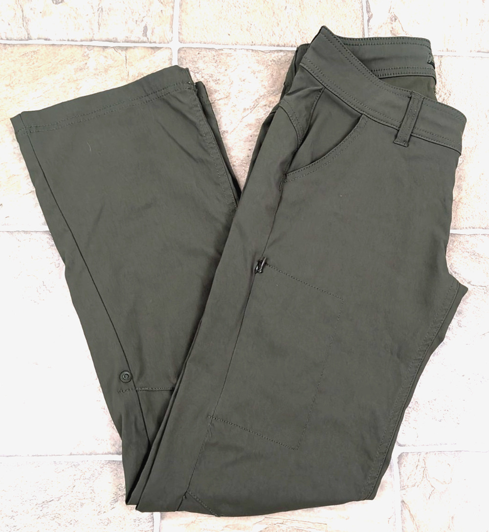 Prana sz 2 Halle Hiking Camping Pants green low rise boot cut stretchy 0414
